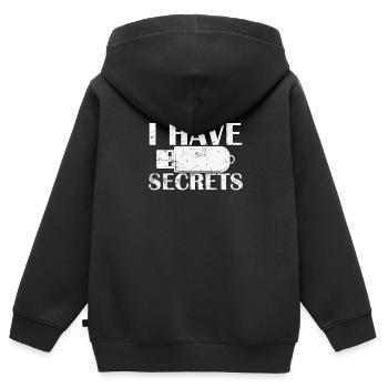 J’ai des secrets USB Stick Retro Storage Module - Sweat Premium à capuche zippé enfant bio - noir - Dos - AI Model Kid Male (0cm)