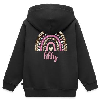 Lilly Regenbogen Name Geburtstag Lilly - Kinder Premium Organic Zip Hoodie - Schwarz - Hinten - AI Model Kid Male (0cm)