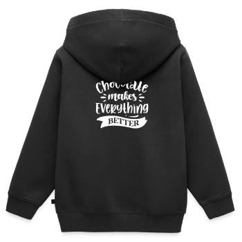 Schokolade Schoko Essen Kakao Geschenk - Kinder Premium Organic Zip Hoodie - Schwarz - Hinten - AI Model Kid Male (0cm)
