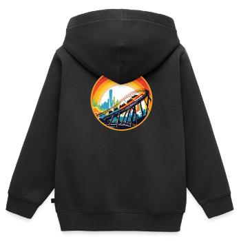 Freizeitpark Jahrmarkt Rummelplatz Kirmes - Kinder Premium Organic Zip Hoodie - Schwarz - Hinten - AI Model Kid Male (0cm)