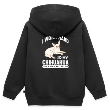 Chihuahua Dog Dog School Dog Owner Gift - Kids Premium Organic Zip-up Hoodie - black - Back - AI Model Kid Male (0cm)