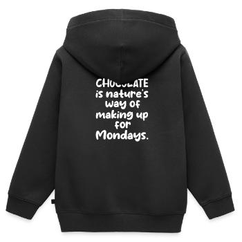 Schokolade Schoko Essen Kakao Geschenk - Kinder Premium Organic Zip Hoodie - Schwarz - Hinten - AI Model Kid Male (0cm)