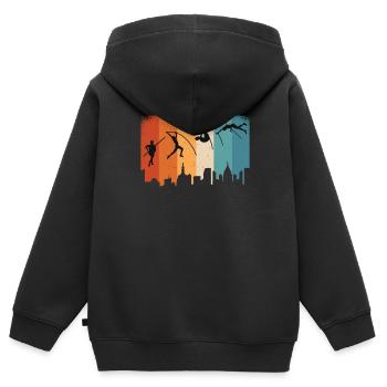 Stabhochspringer Leichtathleten Sportler Stab - Kinder Premium Organic Zip Hoodie - Schwarz - Hinten - AI Model Kid Male (0cm)