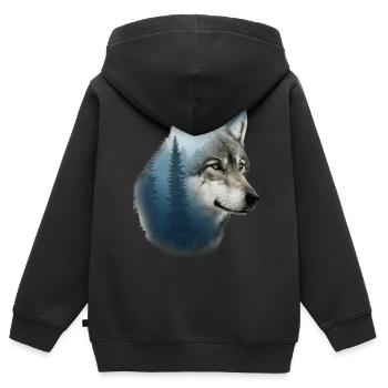 Wolf - Kinder Premium Organic Zip Hoodie - Schwarz - Hinten - AI Model Kid Male (0cm)