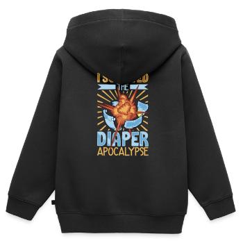 Windel Apokalypse Überlebender - Windelwechseln - Kinder Premium Organic Zip Hoodie - Schwarz - Hinten - AI Model Kid Male (0cm)