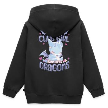 Just a cute Girl who loves Dragons - Kawaii Dragon - Kids Premium Organic Zip-up Hoodie - black - Back - AI Model Kid Male (0cm)