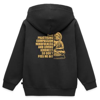 Méditation - Sweat Premium à capuche zippé enfant bio - noir - Dos - AI Model Kid Male (0cm)