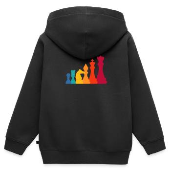 Schach Schachbrett Schachmatt Schachspieler - Kinder Premium Organic Zip Hoodie - Schwarz - Hinten - AI Model Kid Male (0cm)