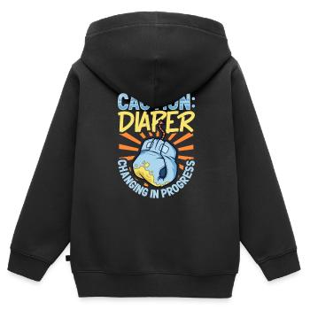 Diaper change in progress - diaper change - Kids Premium Organic Zip-up Hoodie - black - Back - AI Model Kid Male (0cm)