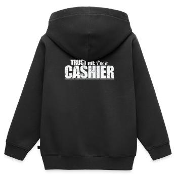 Trust Me I'm a Cashier Supermarkt Verkäufer - Kinder Premium Organic Zip Hoodie - Schwarz - Hinten - AI Model Kid Male (0cm)
