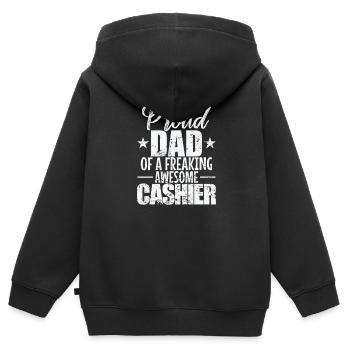I'm a proud Dad of a freaking awesome Cashier - Kinder Premium Organic Zip Hoodie - Schwarz - Hinten - AI Model Kid Male (0cm)