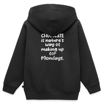 Schokolade - Kinder Premium Organic Zip Hoodie - Schwarz - Hinten - AI Model Kid Male (0cm)