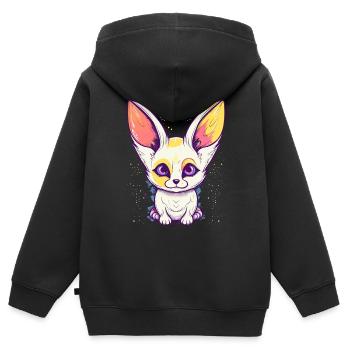 Mignon Anime Style Fox Kawaii - Sweat Premium à capuche zippé enfant bio - noir - Dos - AI Model Kid Male (0cm)