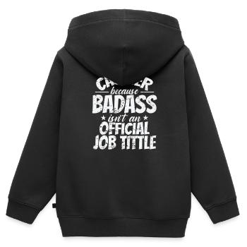 Cashier because Badass Isn't an official Job Title - Kinder Premium Organic Zip Hoodie - Schwarz - Hinten - AI Model Kid Male (0cm)