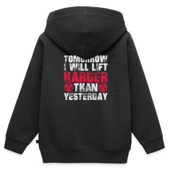 Bodybuilder - Kinder Premium Organic Zip Hoodie - Schwarz - Hinten - AI Model Kid Male (0cm)