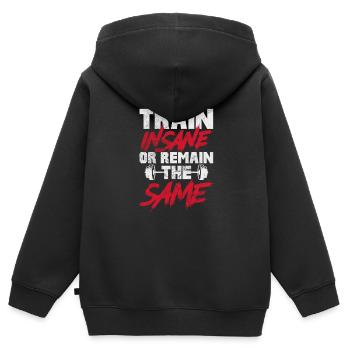 Bodybuilder - Kinder Premium Organic Zip Hoodie - Schwarz - Hinten - AI Model Kid Male (0cm)