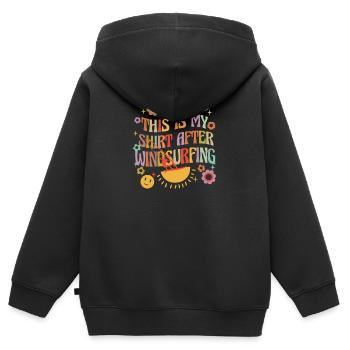 Planche à voile Planche de surf Planche à voile Vintage - Sweat Premium à capuche zippé enfant bio - noir - Dos - AI Model Kid Male (0cm)