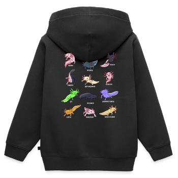 Verschiedene Kawaii Axolotltypen - Kinder Premium Organic Zip Hoodie - Schwarz - Hinten - AI Model Kid Male (0cm)