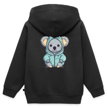 Mignon Anime Style Koala Kawaii - Sweat Premium à capuche zippé enfant bio - noir - Dos - AI Model Kid Male (0cm)