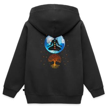 Méditation - Sweat Premium à capuche zippé enfant bio - noir - Dos - AI Model Kid Male (0cm)
