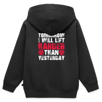 Bodybuilder Body Building Fitness Gym Geschenk - Kinder Premium Organic Zip Hoodie - Schwarz - Hinten - AI Model Kid Male (0cm)