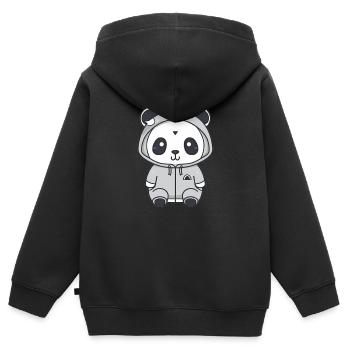 Mignon Anime Style Panda Kawaii - Sweat Premium à capuche zippé enfant bio - noir - Dos - AI Model Kid Male (0cm)