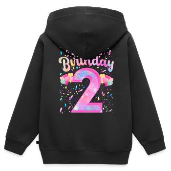 Mon 2ème anniversaire 2 ans fille cadeau deux - Sweat Premium à capuche zippé enfant bio - noir - Dos - AI Model Kid Male (0cm)