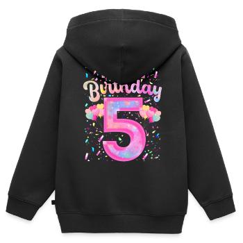 Mon 5e anniversaire 5 ans fille cadeau cinq - Sweat Premium à capuche zippé enfant bio - noir - Dos - AI Model Kid Male (0cm)