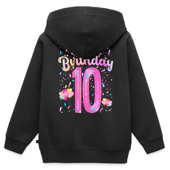 Mon 10e anniversaire 10 ans fille cadeau dix - Sweat Premium à capuche zippé enfant bio - noir - Dos - AI Model Kid Male (0cm)