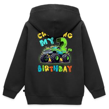 2. Geburtstag Monster Truck 2 Jahre Junge Geschenk - Kinder Premium Organic Zip Hoodie - Schwarz - Hinten - AI Model Kid Male (0cm)