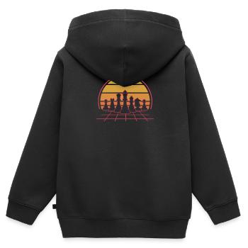 Échecs Échiquier Échec et mat Joueur d’échecs - Sweat Premium à capuche zippé enfant bio - noir - Dos - AI Model Kid Male (0cm)