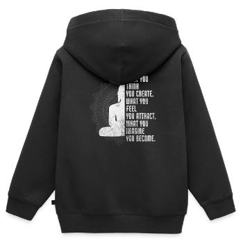 Meditation - Kinder Premium Organic Zip Hoodie - Schwarz - Hinten - AI Model Kid Male (0cm)
