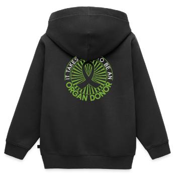 Don d’organes Greffe d’organes Don d’organes - Sweat Premium à capuche zippé enfant bio - noir - Dos - AI Model Kid Male (0cm)