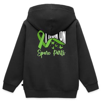 Don d’organes Greffe d’organes Don d’organes - Sweat Premium à capuche zippé enfant bio - noir - Dos - AI Model Kid Male (0cm)