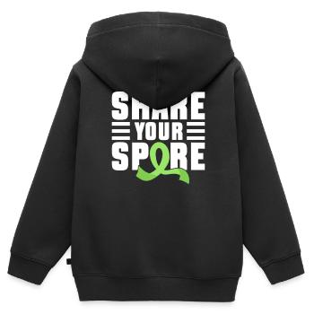 Don d’organes Greffe d’organes Don d’organes - Sweat Premium à capuche zippé enfant bio - noir - Dos - AI Model Kid Male (0cm)