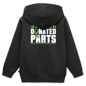 Don d’organes Greffe d’organes Don d’organes - Sweat Premium à capuche zippé enfant bio - noir - Dos - AI Model Kid Male (0cm)