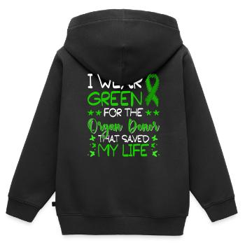 Don d’organes Greffe d’organes Don d’organes - Sweat Premium à capuche zippé enfant bio - noir - Dos - AI Model Kid Male (0cm)