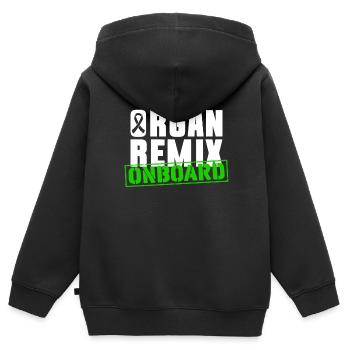 Don d’organes Greffe d’organes Don d’organes - Sweat Premium à capuche zippé enfant bio - noir - Dos - AI Model Kid Male (0cm)