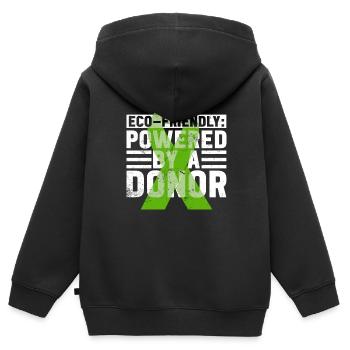 Don d’organes Greffe d’organes Don d’organes - Sweat Premium à capuche zippé enfant bio - noir - Dos - AI Model Kid Male (0cm)
