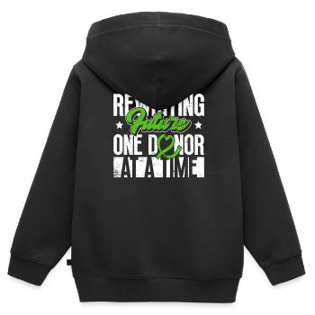 Don d’organes Greffe d’organes Don d’organes - Sweat Premium à capuche zippé enfant bio - noir - Dos - AI Model Kid Male (0cm)