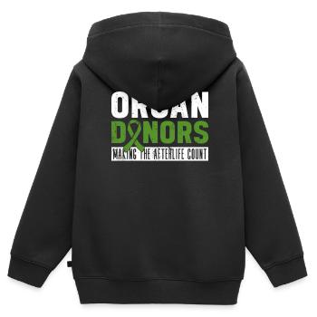 Don d’organes Greffe d’organes Don d’organes - Sweat Premium à capuche zippé enfant bio - noir - Dos - AI Model Kid Male (0cm)