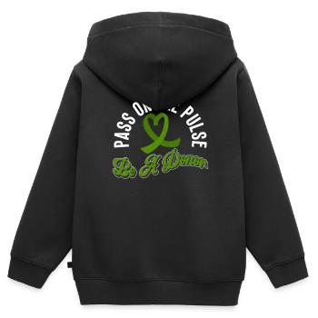 Don d’organes Greffe d’organes Don d’organes - Sweat Premium à capuche zippé enfant bio - noir - Dos - AI Model Kid Male (0cm)