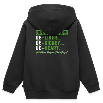 Don d’organes Greffe d’organes Don d’organes - Sweat Premium à capuche zippé enfant bio - noir - Dos - AI Model Kid Male (0cm)