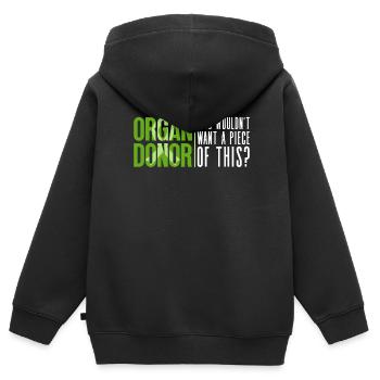 Don d’organes Greffe d’organes Don d’organes - Sweat Premium à capuche zippé enfant bio - noir - Dos - AI Model Kid Male (0cm)