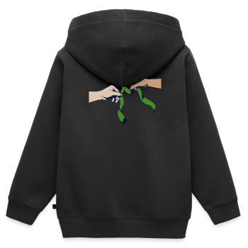 Don d’organes Greffe d’organes Don d’organes - Sweat Premium à capuche zippé enfant bio - noir - Dos - AI Model Kid Male (0cm)
