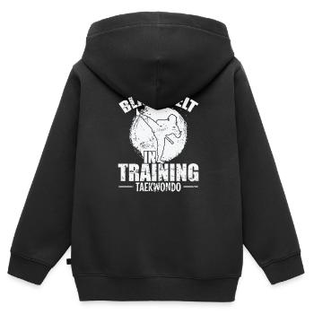 Black Belt in Training Taekwondo Training - Kinder Premium Organic Zip Hoodie - Schwarz - Hinten - AI Model Kid Male (0cm)