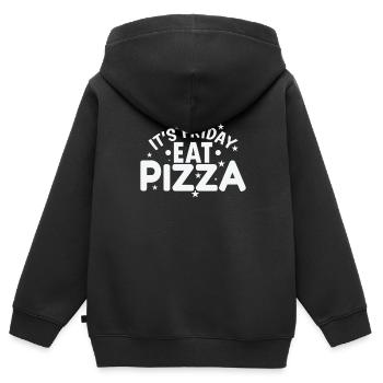 It’s Friday Eat Pizza Salami und Käse - Kinder Premium Organic Zip Hoodie - Schwarz - Hinten - AI Model Kid Male (0cm)