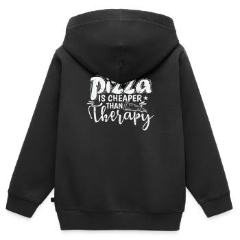 Pizza is cheaper than Therapy Salami - Kinder Premium Organic Zip Hoodie - Schwarz - Hinten - AI Model Kid Male (0cm)