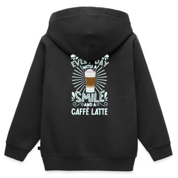 Lächeln mit Caffè Latte - Kinder Premium Organic Zip Hoodie - Schwarz - Hinten - AI Model Kid Male (0cm)