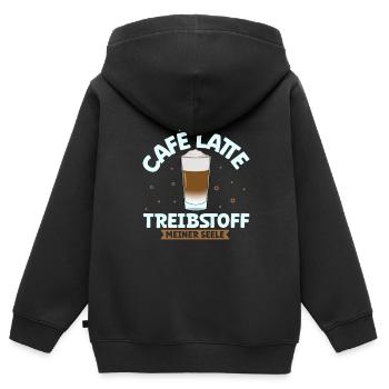 Mein Treibstoff ist Caffè Latte - Kinder Premium Organic Zip Hoodie - Schwarz - Hinten - AI Model Kid Male (0cm)
